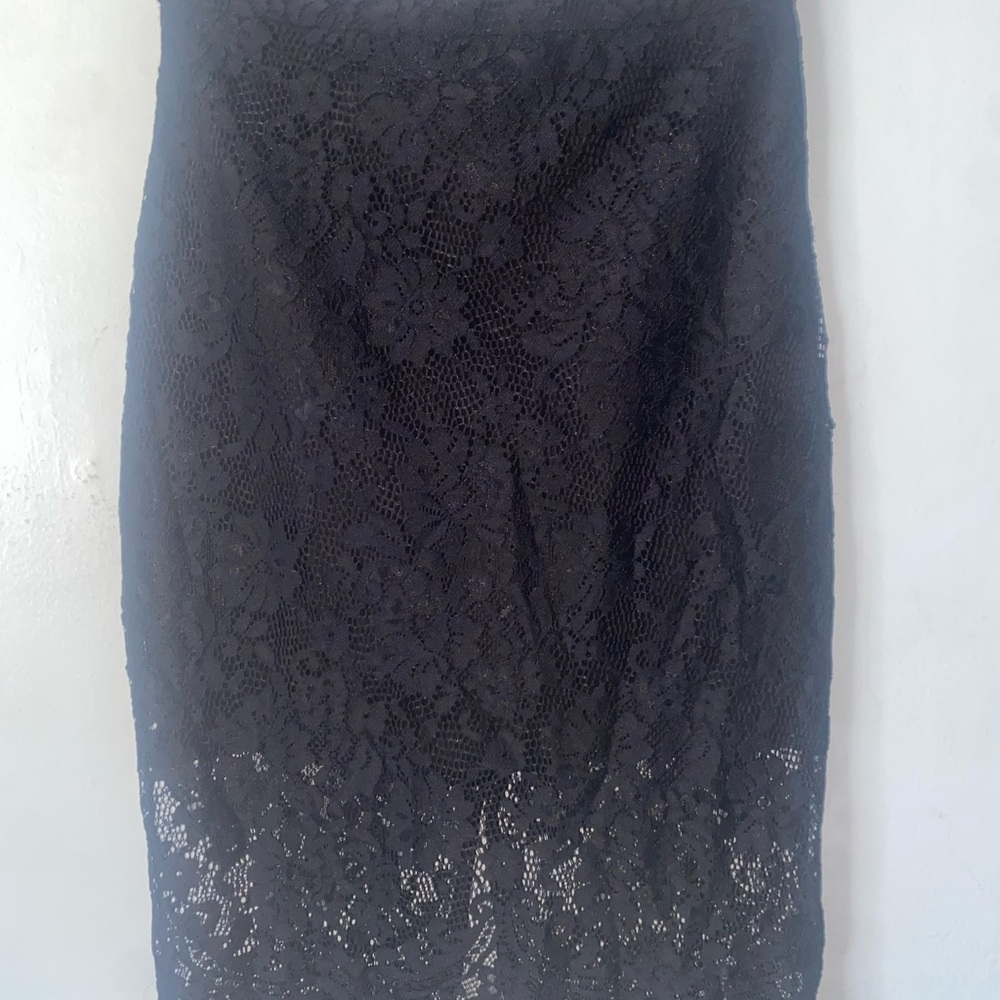 bebe Black Lace Pencil Skirt